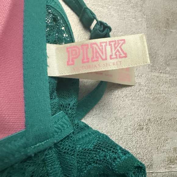 Victoria's Secret PINK Green Lace Bralette Lightly Lined Stretch Size M EUC - Picture 5 of 9